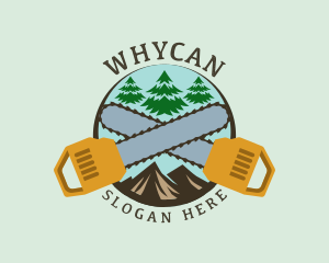 Chainsaw Mountain Tree Logo