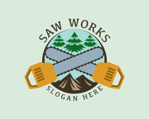 Chainsaw - Chainsaw Mountain Tree logo design