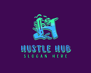 Neon Graffiti Letter H logo design