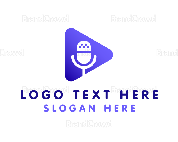 Podcast Mic Play Button Logo