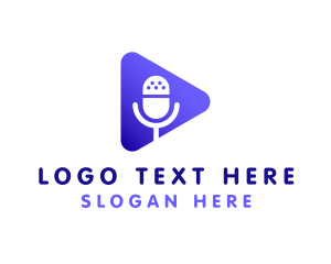 Record Label - Podcast Mic Play Button logo design