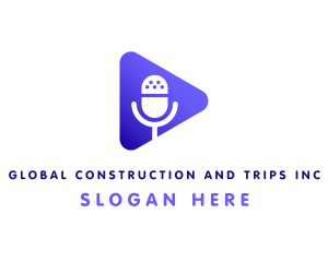 Sound - Podcast Mic Play Button logo design