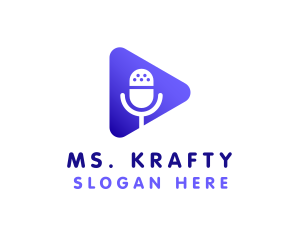 Broadcaster - Podcast Mic Play Button logo design