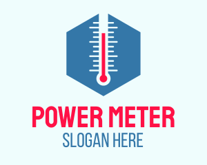 Meter - Hexagon Thermometer Temperature logo design