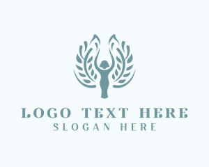 Yoga - Leaf Wreath Woman logo design