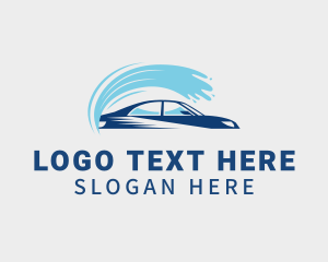 Clean - Blue Car Wash Cleaning logo design