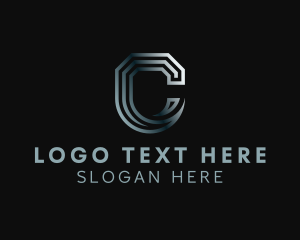 Metallic Stripe Business Letter C logo design