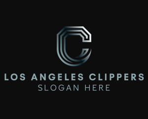 Metallic Stripe Business Letter C Logo