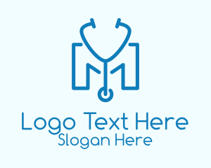 Blue Stethoscope Letter M Logo