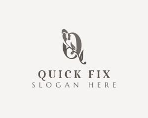 Chic Elegant Floral Letter Q logo design