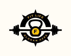 Fitness Gym Barbell logo design