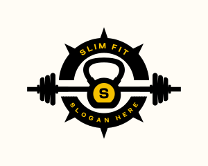 Fitness Gym Barbell logo design