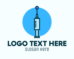 Medical Instrument - Blue Needle Vaccination logo design