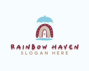 Umbrella Kindergarten Rainbow logo design