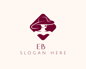 Wine Red - Woman Fashion Hat logo design