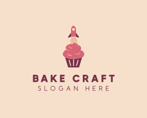 Pink Rocket Cupcake logo design