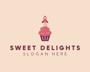 Pink Rocket Cupcake logo design