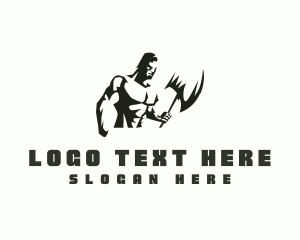 Male - Warrior Muscular Man logo design