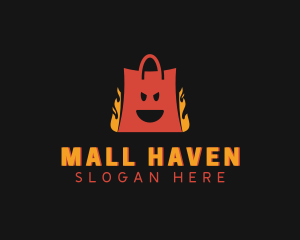 Flame Shopping Bag Mall logo design