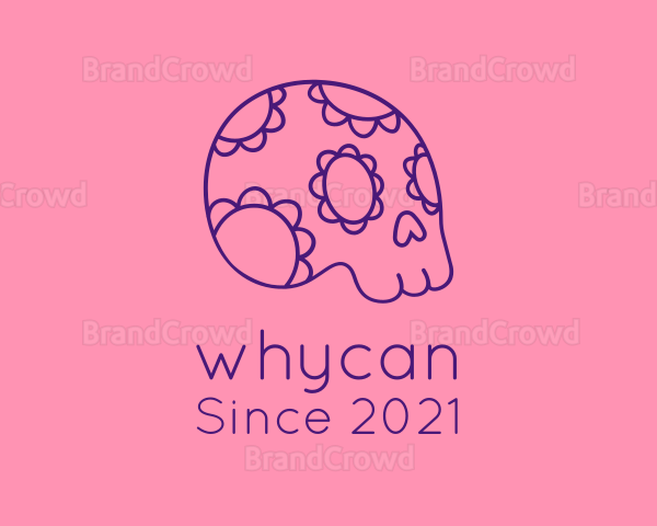 Floral Mexican Skeleton Skull Logo