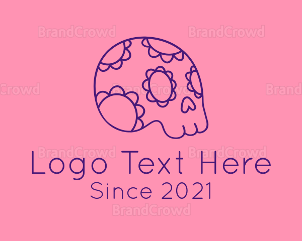 Floral Mexican Skeleton Skull Logo