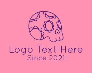 Minimalist - Floral Mexican Skeleton Skull logo design