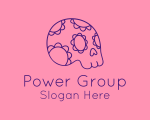 Floral Mexican Skeleton Skull Logo