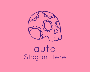 Floral Mexican Skeleton Skull Logo