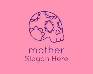 Floral Mexican Skeleton Skull Logo