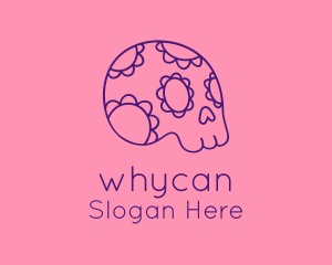 Floral Mexican Skeleton Skull Logo
