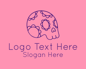 Floral Mexican Skeleton Skull Logo