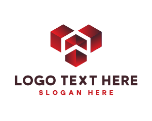 Polygon - Geometric Heart Tech logo design