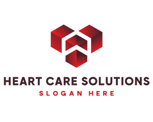 Geometric Heart Tech logo design