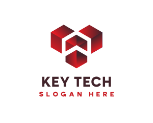 Geometric Heart Tech logo design