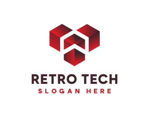 Geometric Heart Tech logo design