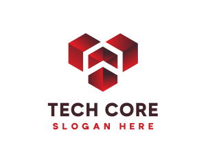 Geometric Heart Tech logo design