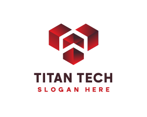 Geometric Heart Tech logo design