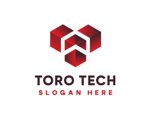 Geometric Heart Tech logo design