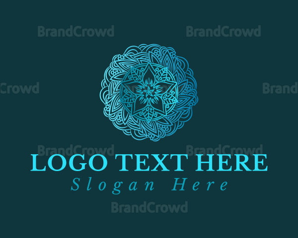 Blue Mandala Flower Logo