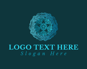 Painting - Blue Mandala Flower logo design