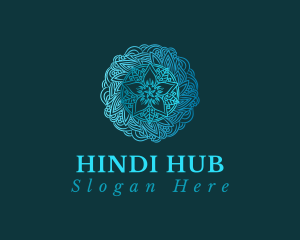 Hindi - Blue Mandala Flower logo design