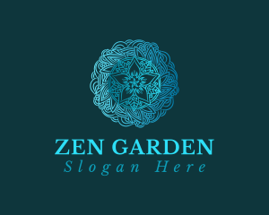 Buddhist - Blue Mandala Flower logo design