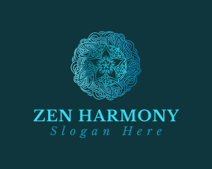 Buddhism - Blue Mandala Flower logo design