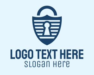 Keyhole - Lock Shield Stripe logo design