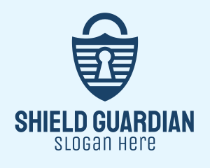 Defender - Lock Shield Stripe logo design