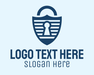 Defender - Lock Shield Stripe logo design
