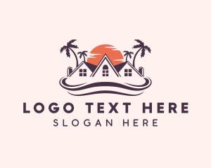 House - Beach Wave Resort House logo design