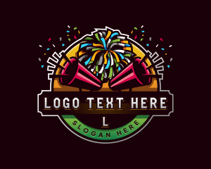 Cheer - Megaphone Pompoms Cheering logo design