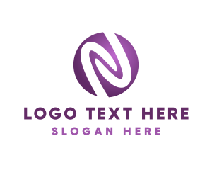 Round - Purple Startup Letter N logo design
