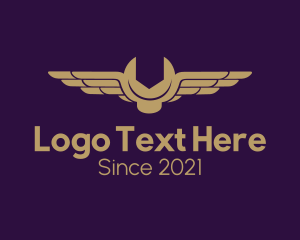 Winged - Bronze Winged Wrench logo design